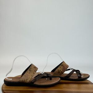 BOC Born Concept Gould Brown Leather Casual Comfort Sandals Slides Size 10 M GUC
